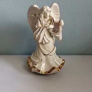 Porcelain Angel Music Box Ivory with Gold Trim Plays Lara’s Theme